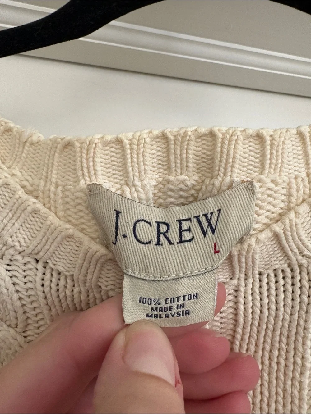 J Crew Vintage Cream Cable knit Crewneck Sweater Men’s Large Oversized Sweater